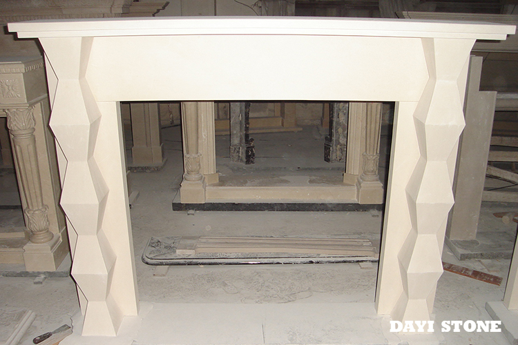 Beige Marble Stone Fireplace